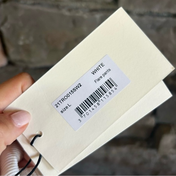 AZ FACTORY NWT ORGANIC COTTON SEACELL BLEND FLARE PANTS WHITE | Size L - Picture 12 of 14